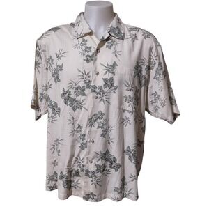 Knightsbridge Shirt Large Mens‎ Silk Blend Tropical Floral Tan Boho Retro NEW